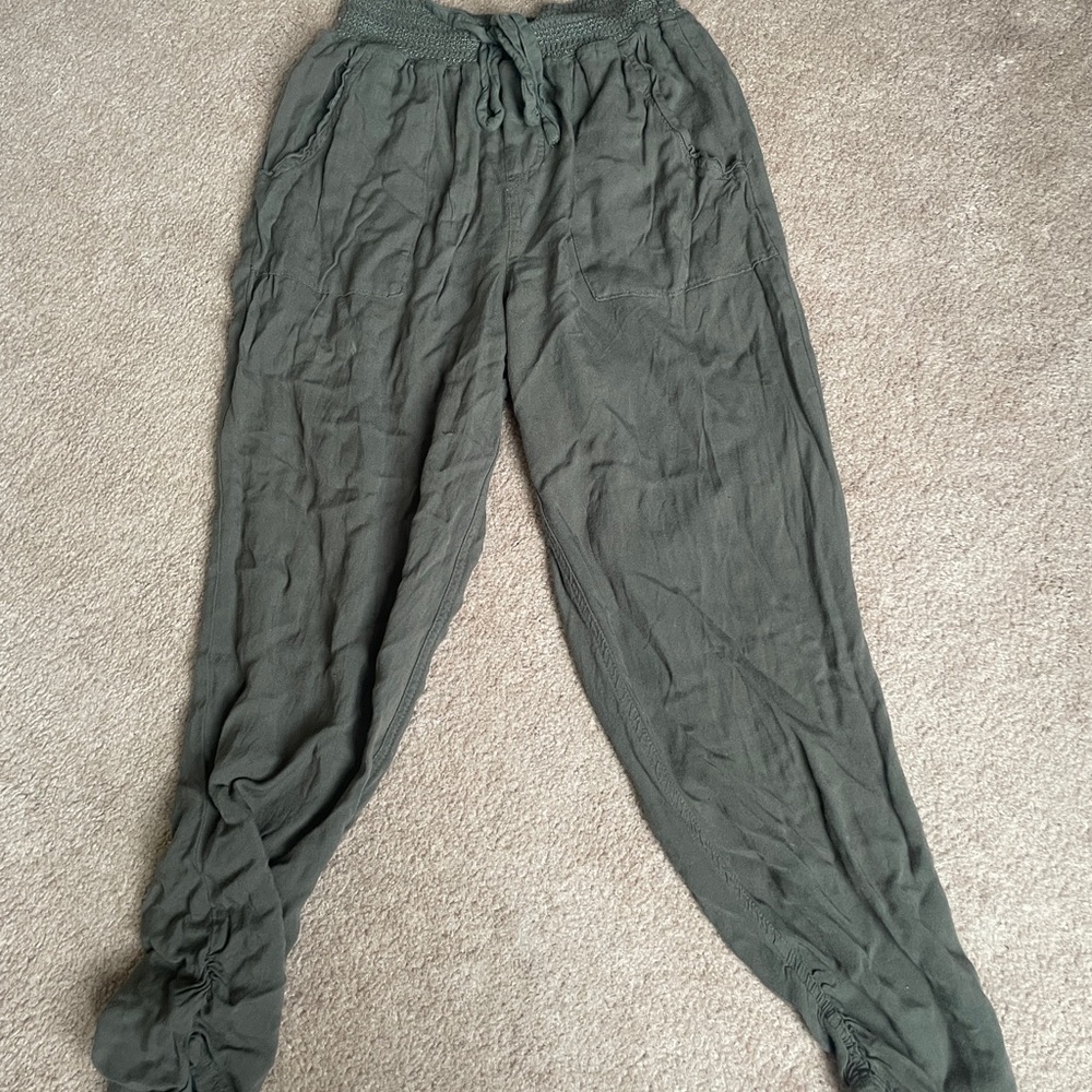 Ci Sono Olive Green Smocked Pants